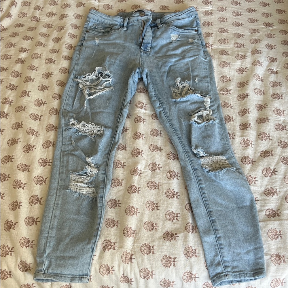 Judy Blue Light Blue Distressed Skinny Jeans